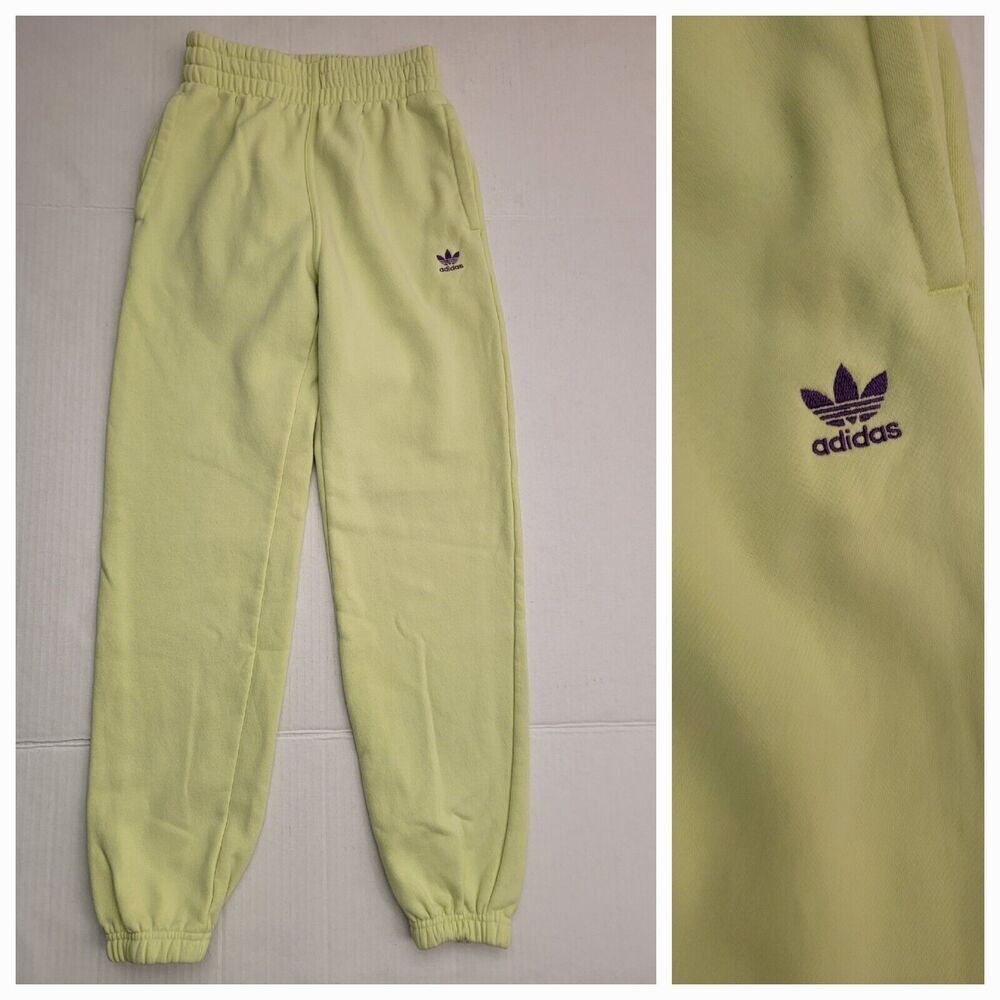 Adidas Jogger Pants Womens XS Relaxed Boyfriend Pull On Drawstring Fleece Lined